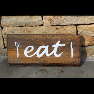 Hand stained and painted wall sign “Eat”